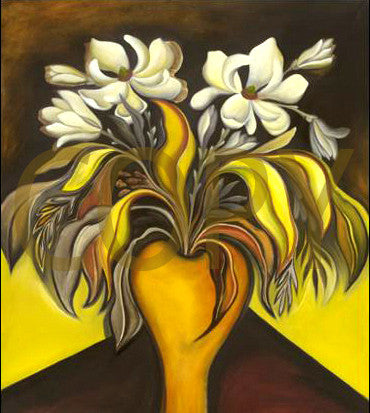 Magnolias in a Yellow Vase